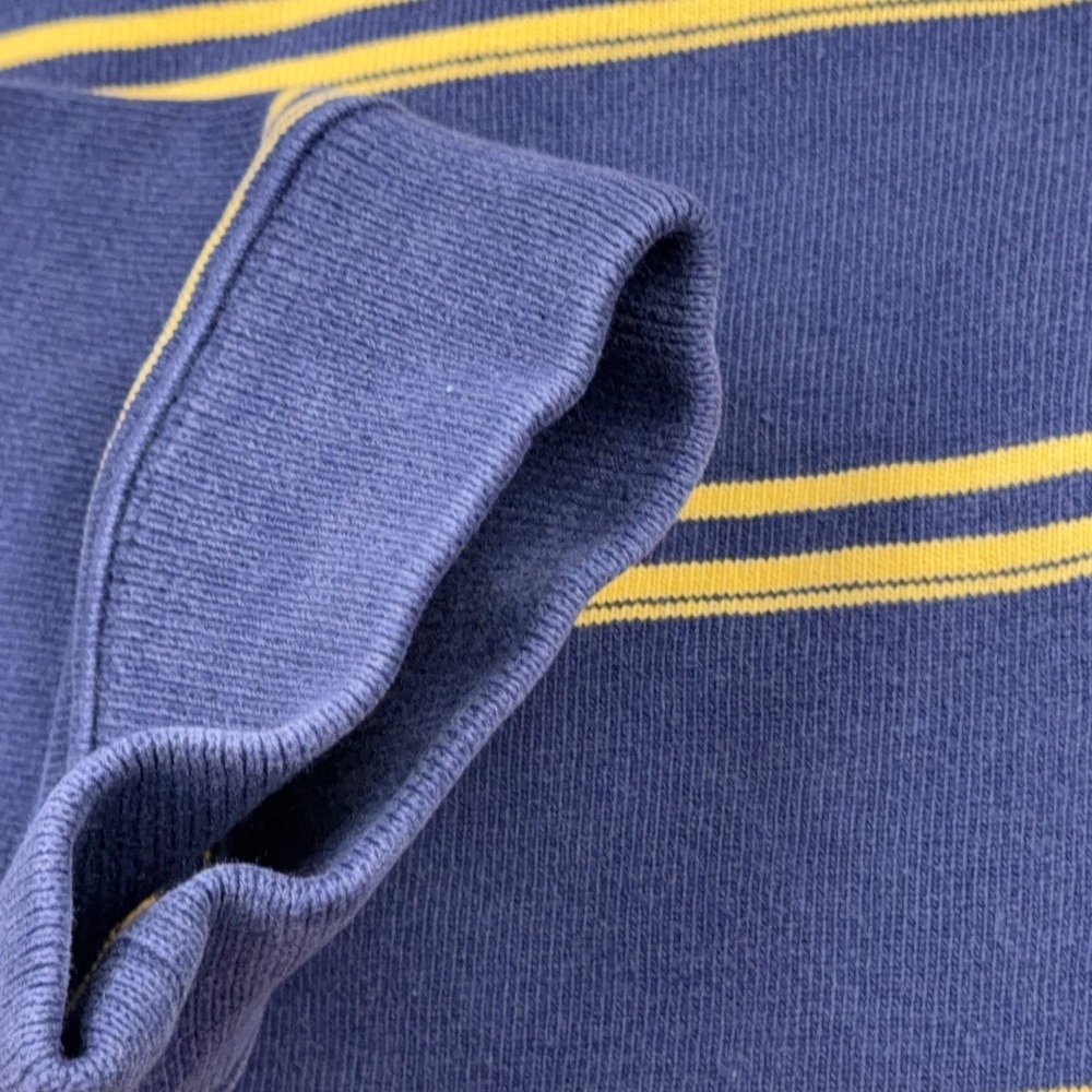 LL Bean Rugby Polo Shirt Men XL Blue Yellow Striped Long Sleeve VTG White Collar - Picture 6 of 12